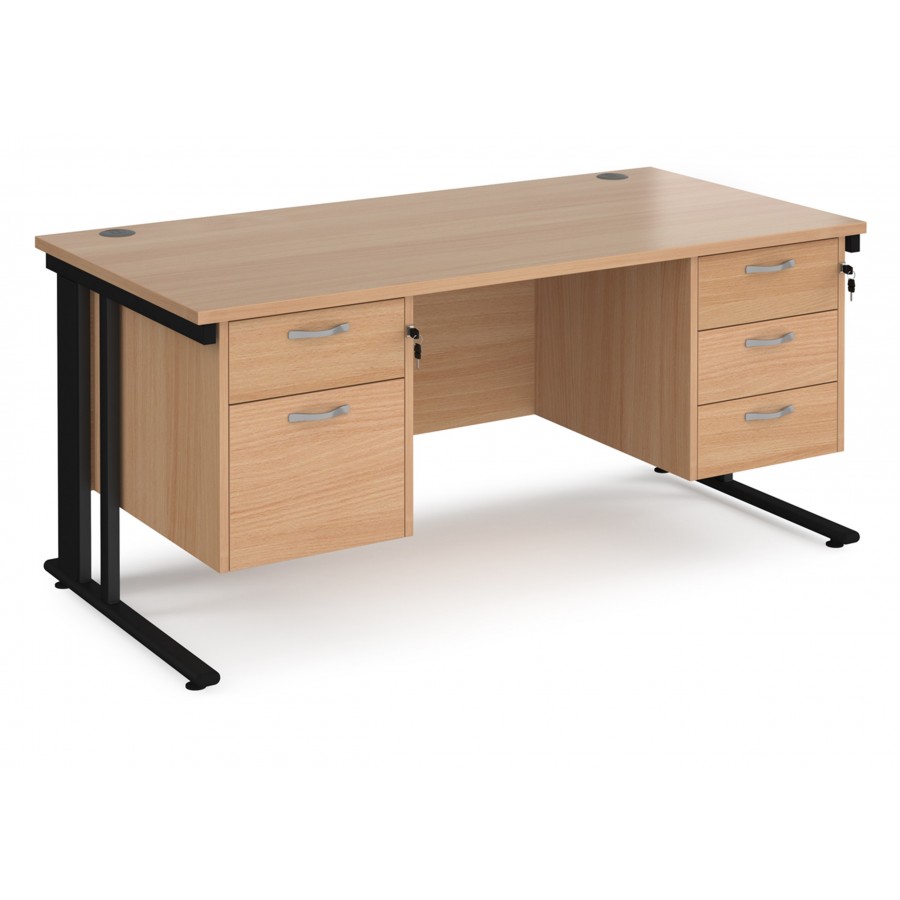 Maestro Cable Managed Desk With Twin Drawer Pedestals